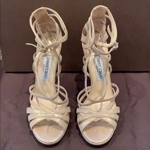 Jimmy Choo Strapy  Metallic Beige Sandals